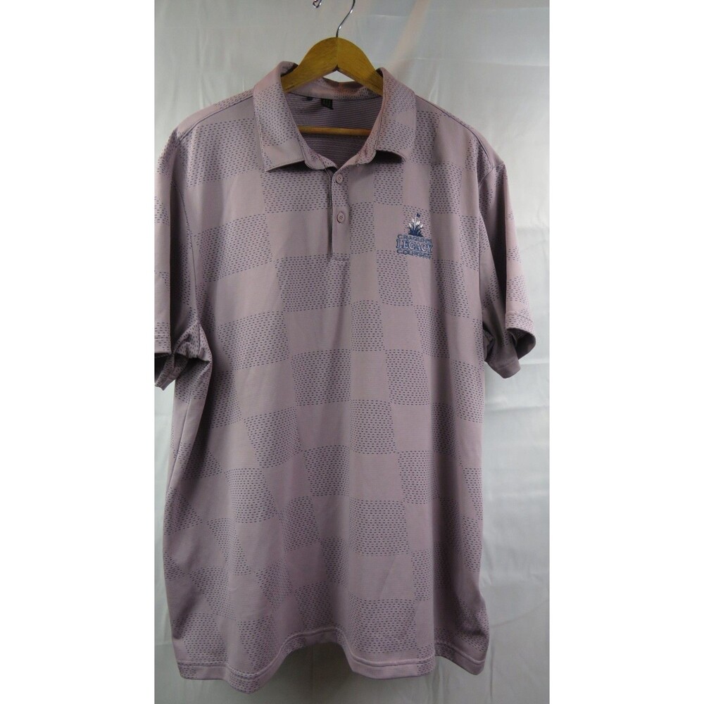 Adidas Mens XL Golf Polo Legends Craguns Legacy Courses Mauve Checkerboard